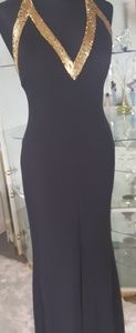 Full Length Halter Top Black Dress